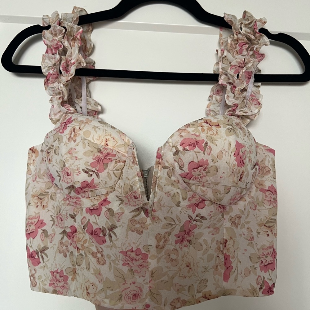 Cider Pink and Cream Floral Bustier